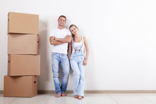 House removals team planning a move in Enfield residential street