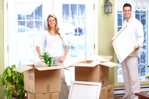 Office team assessing moving service issue records
